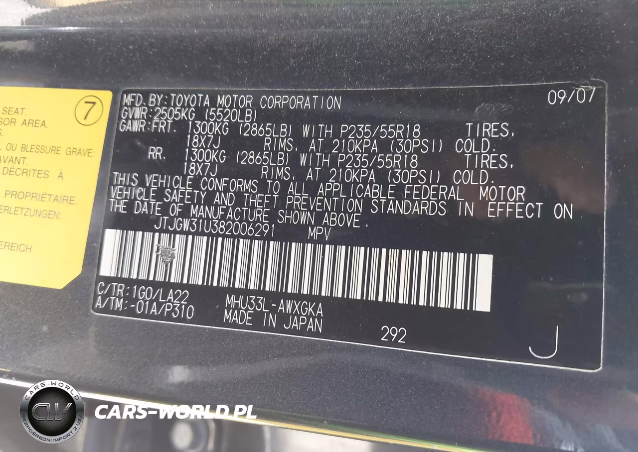 2008 Lexus Rx 400H VIN:JTJGW31U382006291 - 9