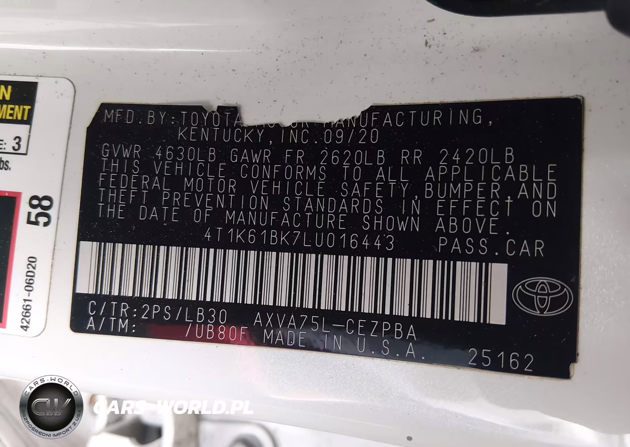 2020 Toyota Camry Xse Awd VIN:4T1K61BK7LU016443 - 9