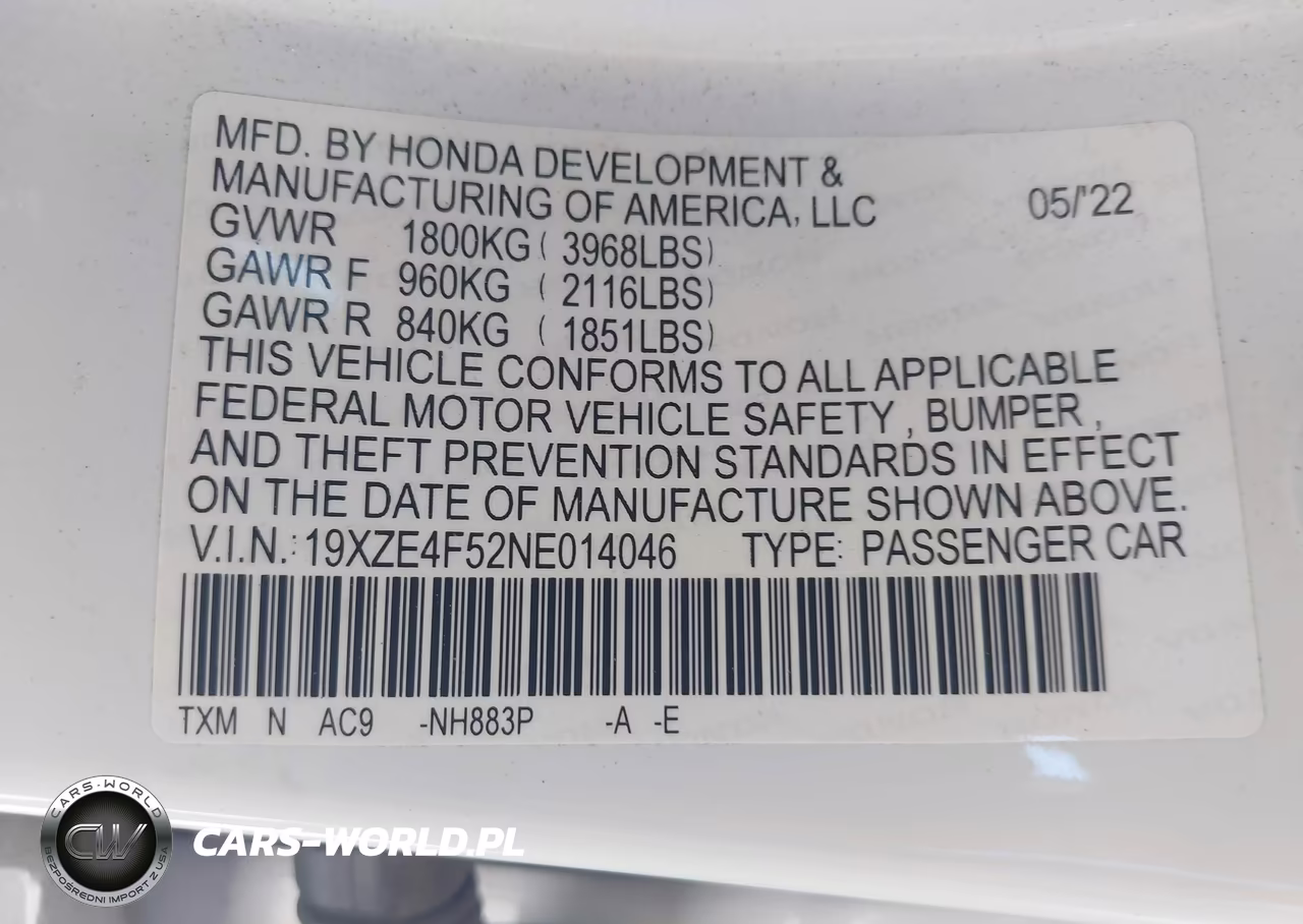 2022 Honda Insight Ex VIN:19XZE4F52NE014046 - 9