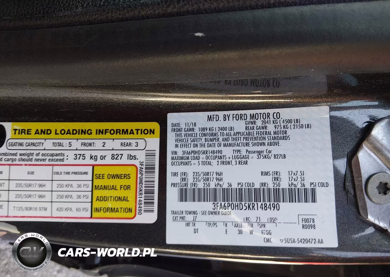 2019 Ford Fusion Se VIN:3FA6P0HD5KR148490 - 9