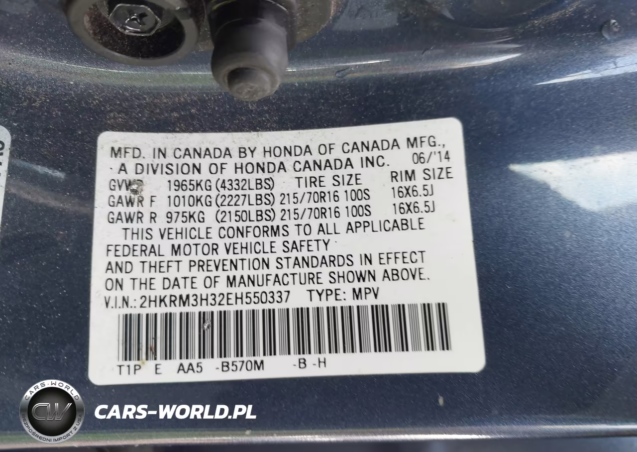 2014 Honda Cr-V Lx VIN:2HKRM3H32EH550337 - 9