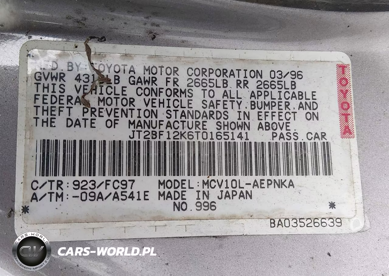 1996 Toyota Camry Le-Xle-Se VIN:JT2BF12K6T0165141 - 9
