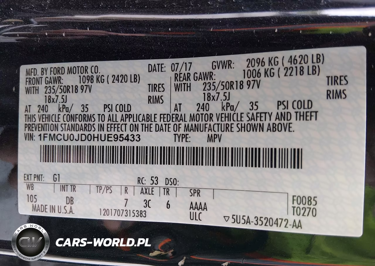 2017 Ford Escape Titanium VIN:1FMCU0JD0HUE95433 - 9