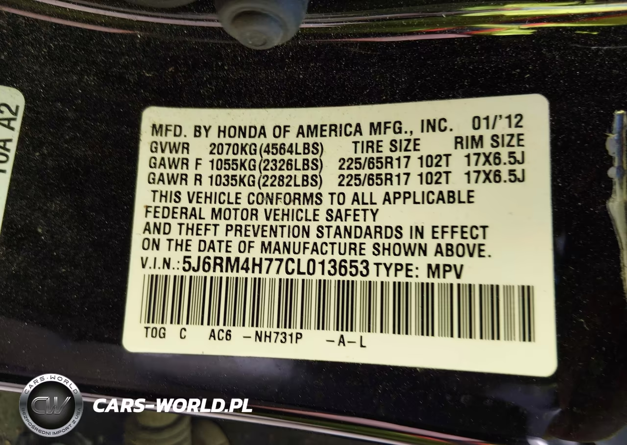 2012 Honda Cr-V Ex-L VIN:5J6RM4H77CL013653 - 9