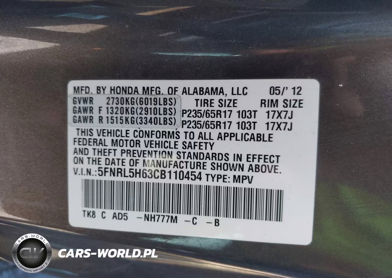 2012 Honda Odyssey Ex-L VIN:5FNRL5H63CB110454 - 9