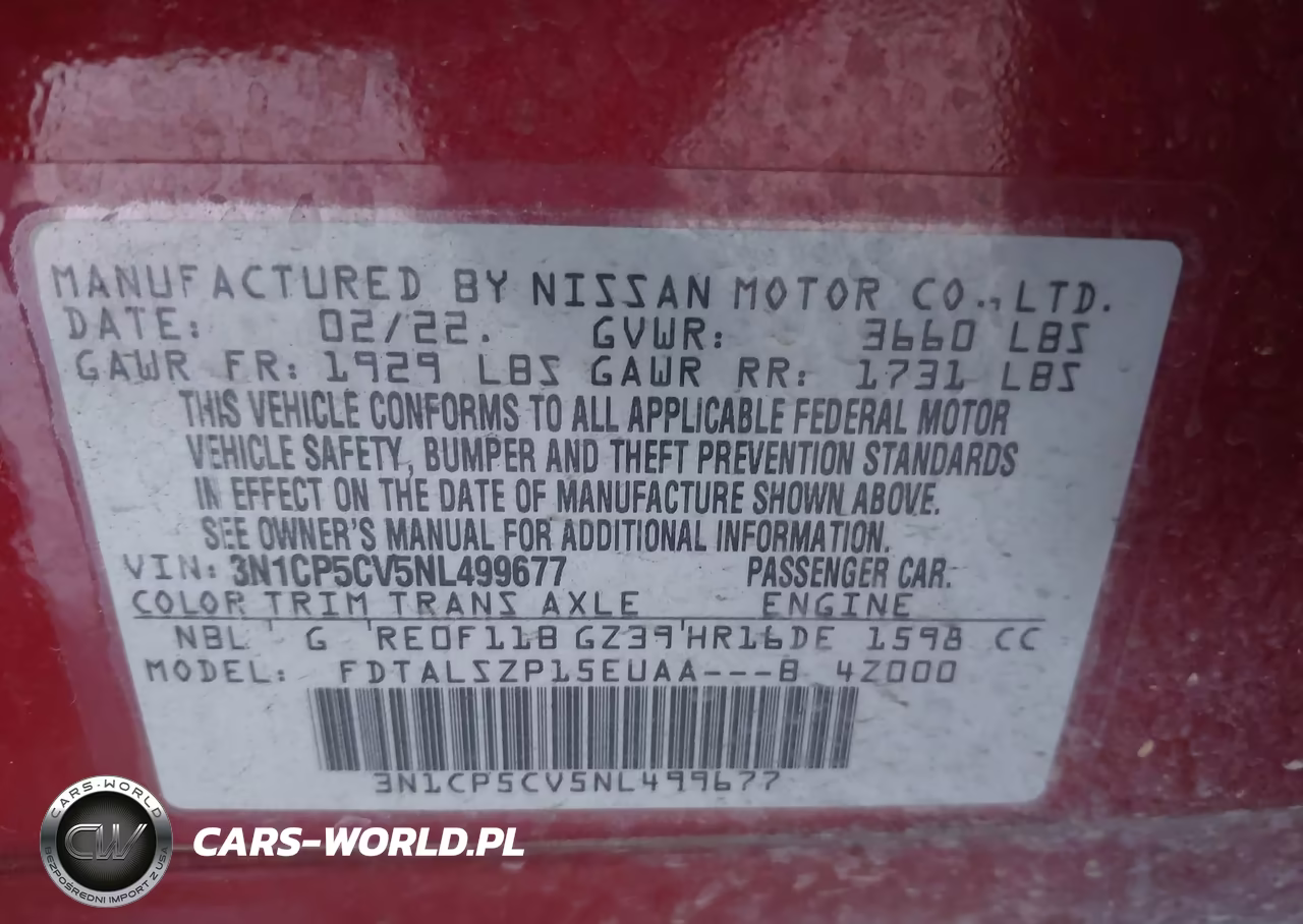 2022 Nissan Kicks Sv Xtronic Cvt VIN:3N1CP5CV5NL499677 - 9