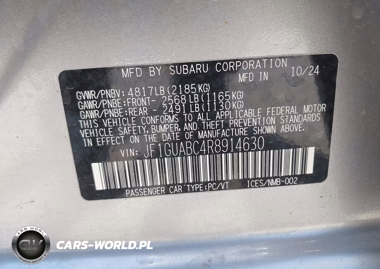 2024 Subaru Impreza VIN:JF1GUABC4R8914630 - 9
