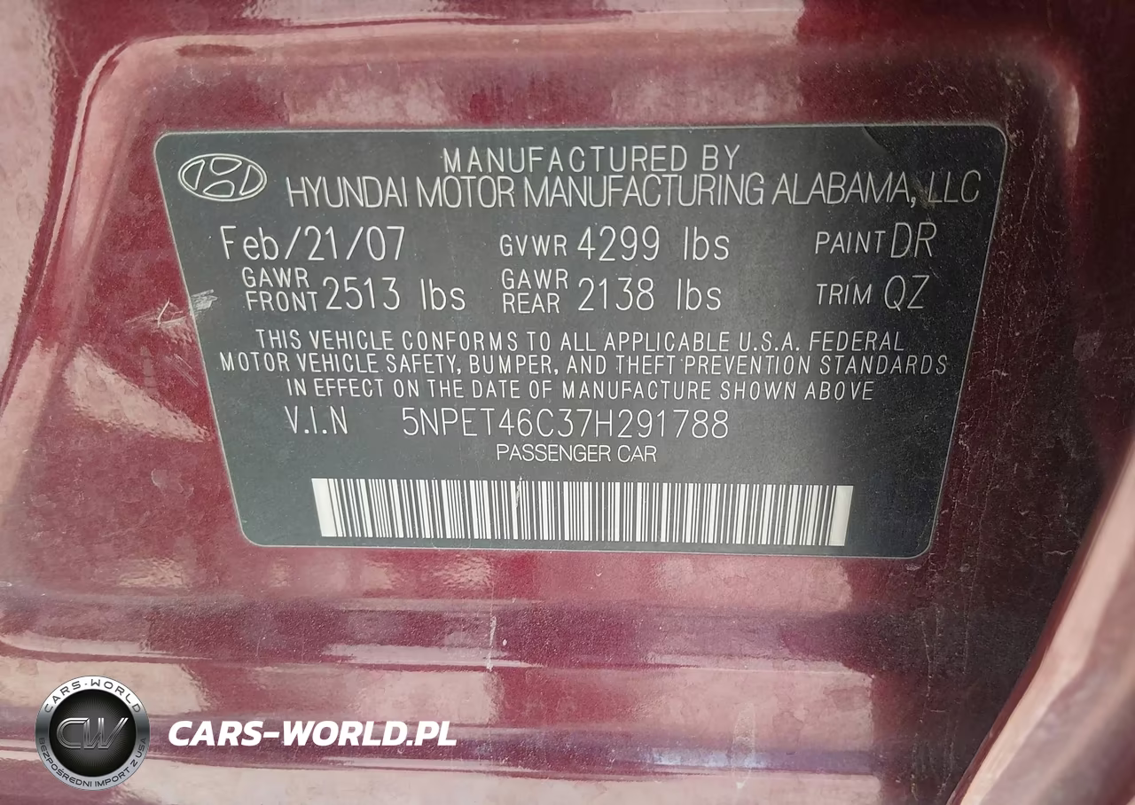 2007 Hyundai Sonata Gls VIN:5NPET46C37H291788 - 9
