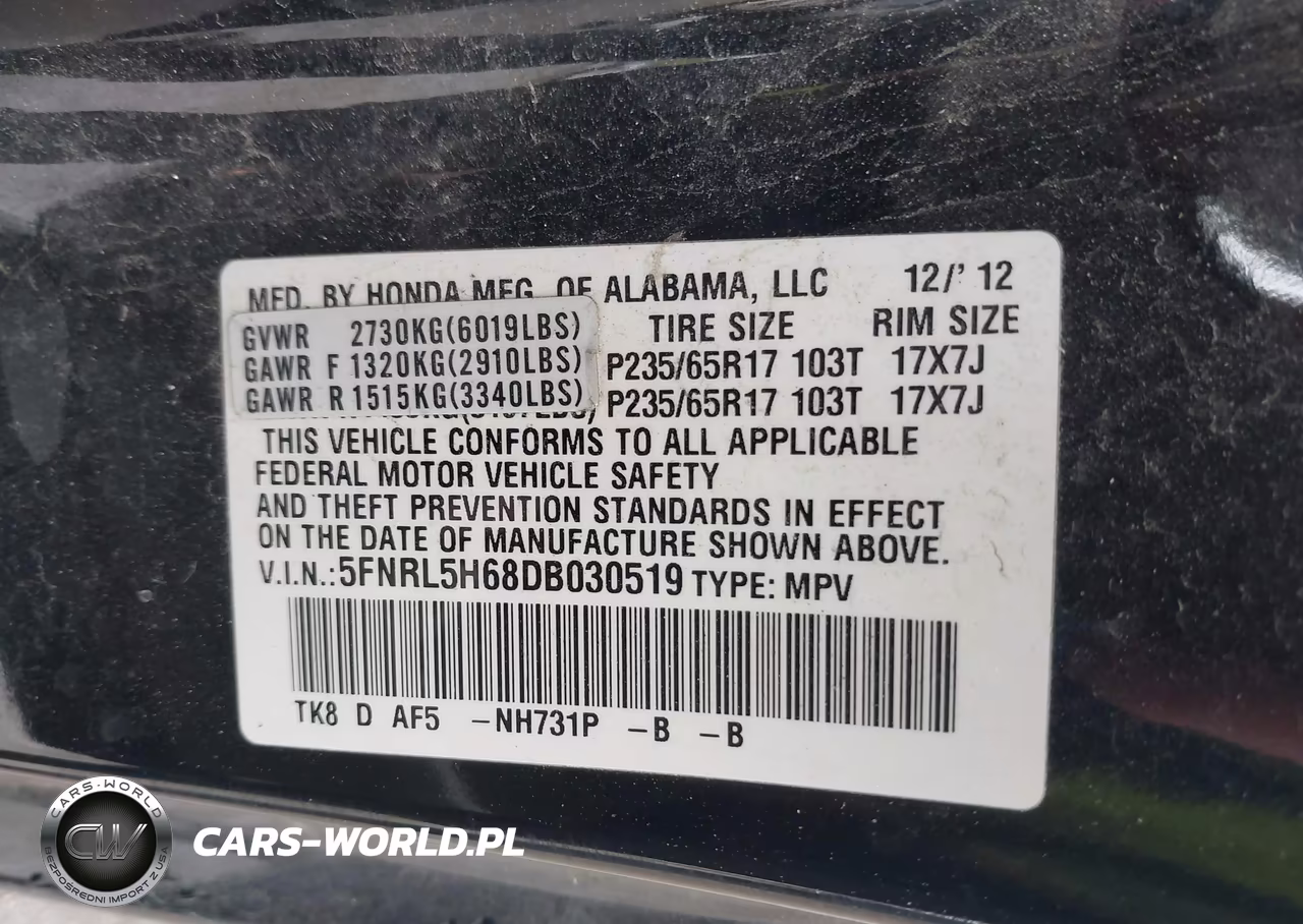 2013 Honda Odyssey Ex-L VIN:5FNRL5H68DB030519 - 9