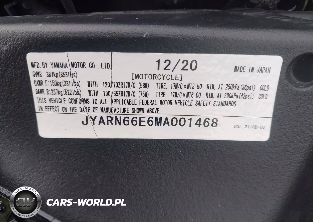2021 Yamaha Yzfr1 VIN:JYARN66E6MA001468 - 10