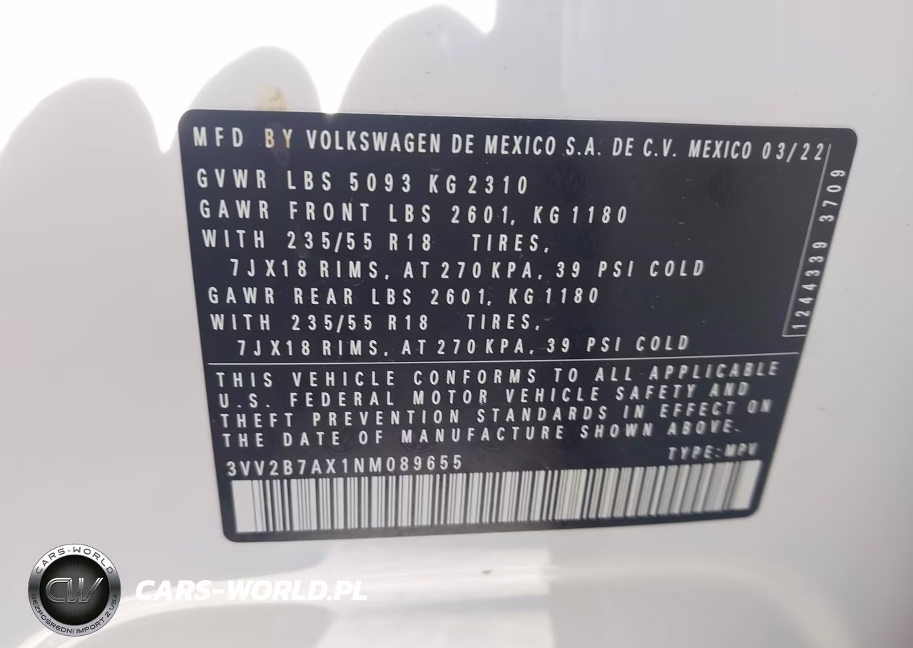 2022 Volkswagen Tiguan 2.0T Se VIN:3VV2B7AX1NM089655 - 9