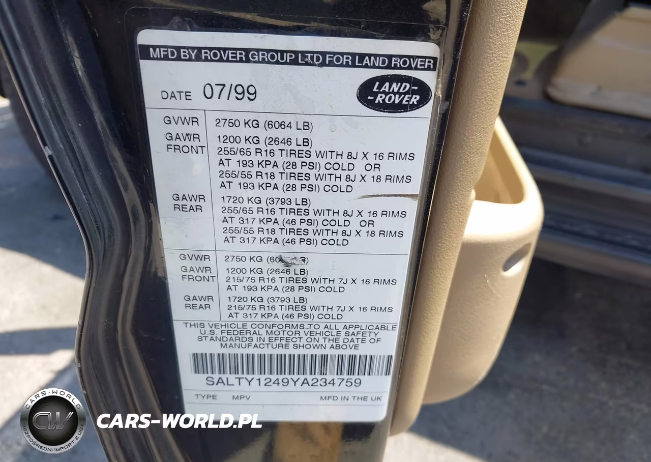 2000 Land Rover Discovery Series Ii Cloth-Series Ii Leather VIN:SALTY1249YA234759 - 9
