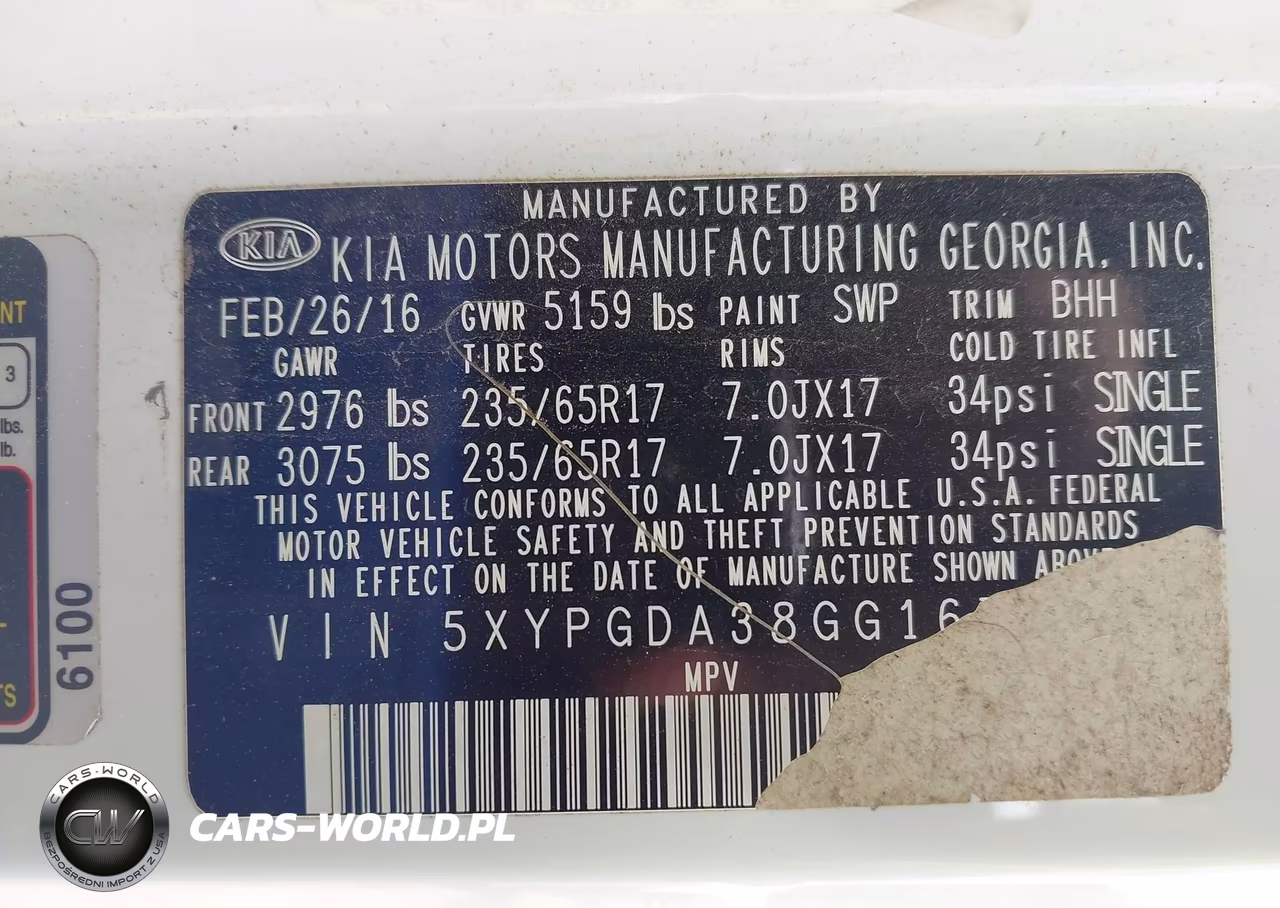 2016 Kia Sorento 2.4L Lx VIN:5XYPGDA38GG167964 - 9