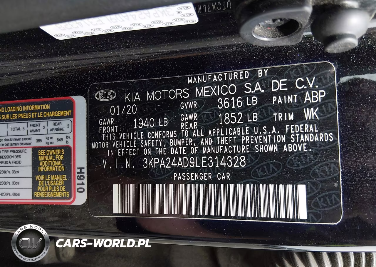 2020 Kia Rio Lx VIN:3KPA24AD9LE314328 - 9