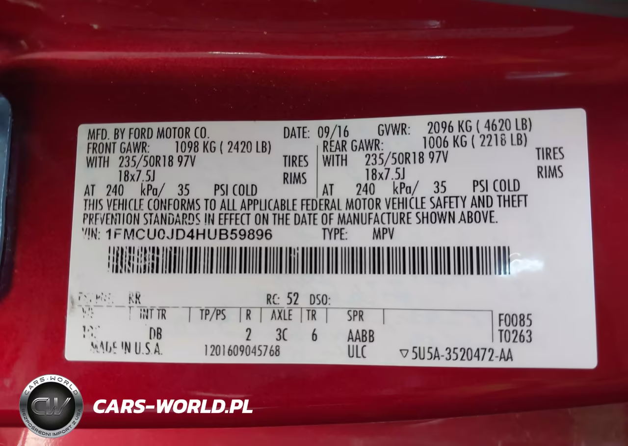 2017 Ford Escape Titanium VIN:1FMCU0JD4HUB59896 - 9