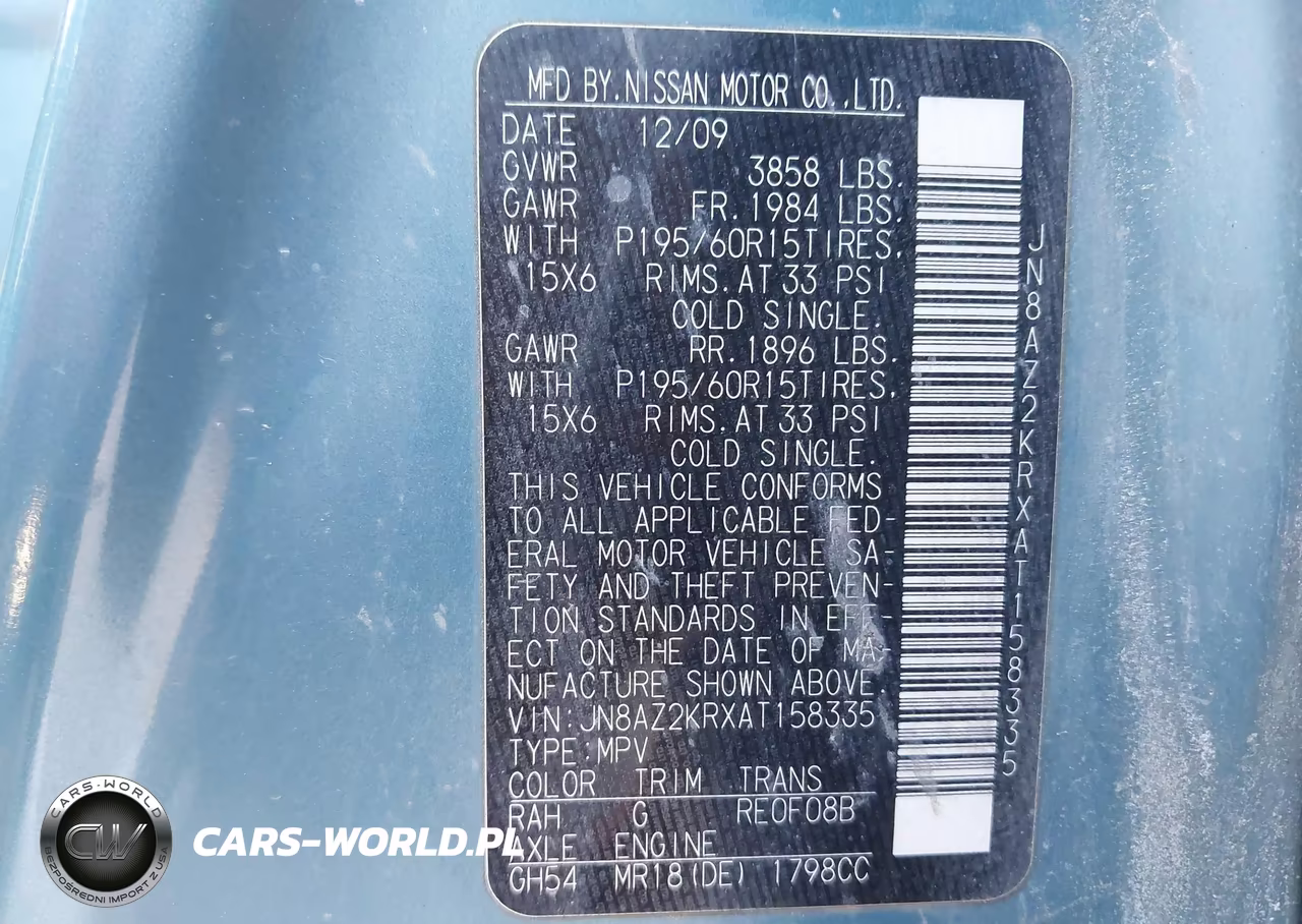 2010 Nissan Cube 1.8S VIN:JN8AZ2KRXAT158335 - 9