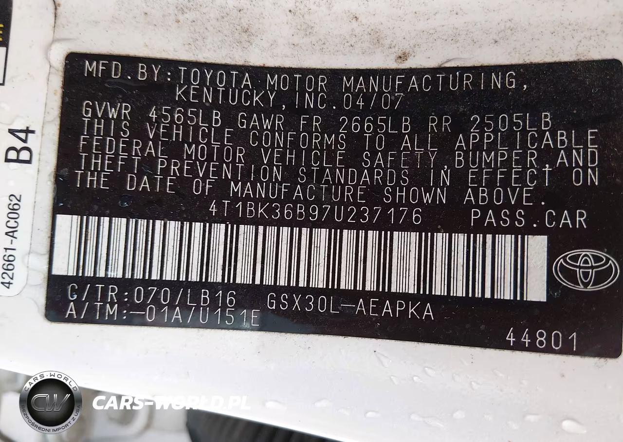 2007 Toyota Avalon Limited VIN:4T1BK36B97U237176 - 9