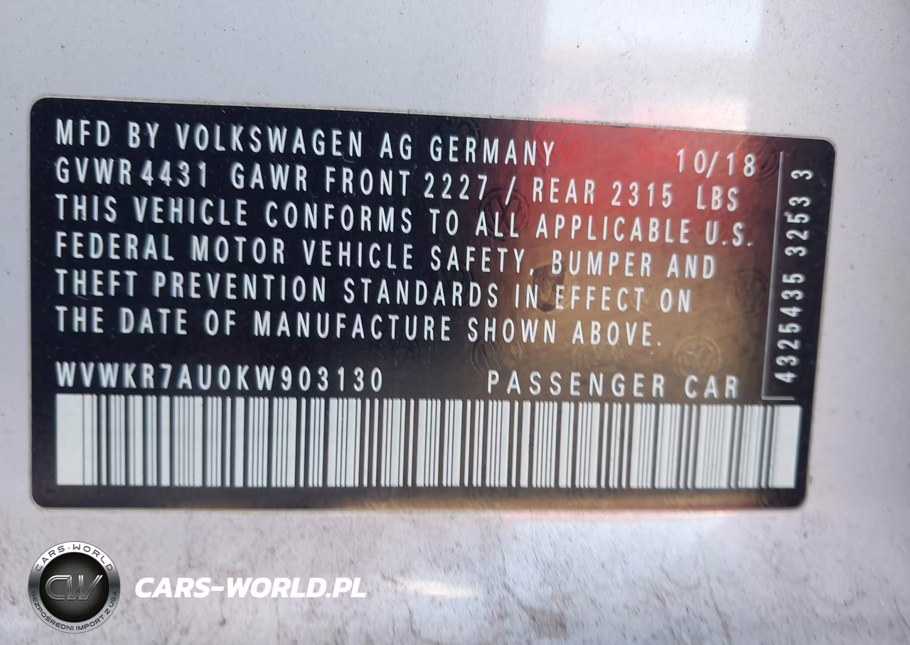 2019 Volkswagen E-Golf Se VIN:WVWKR7AU0KW903130 - 9