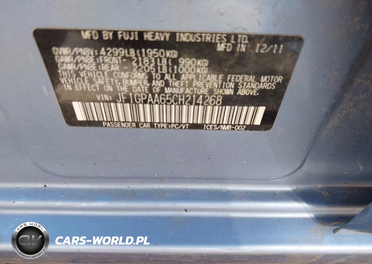 2012 Subaru Impreza 2.0I VIN:JF1GPAA65CH214268 - 9