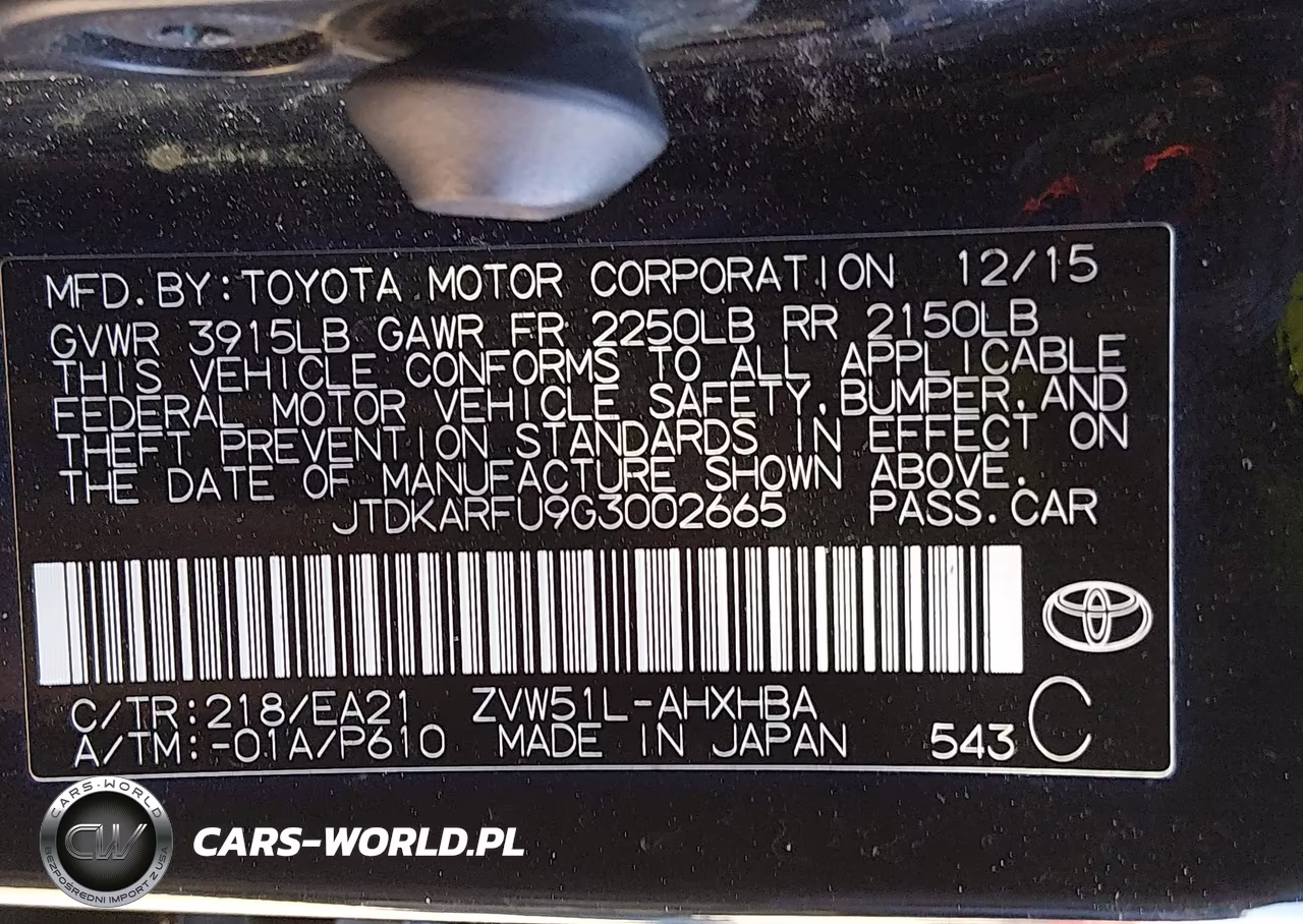 2016 Toyota Prius Three Touring VIN:JTDKARFU9G3002665 - 9