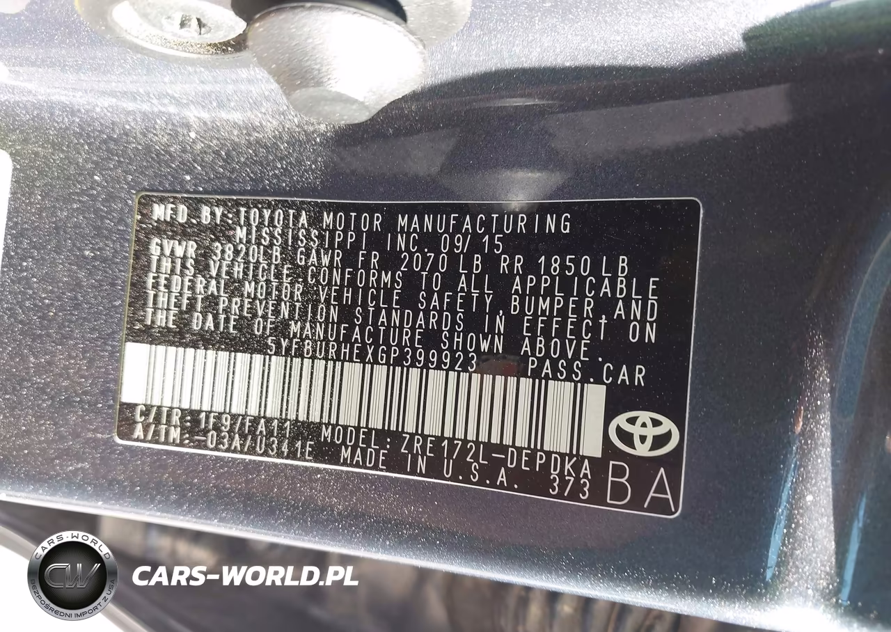 2016 Toyota Corolla L VIN:5YFBURHEXGP399923 - 9