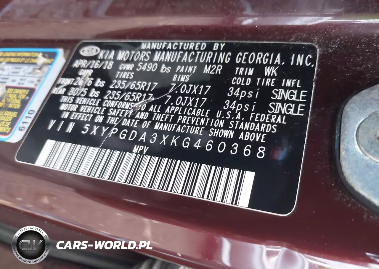 2019 Kia Sorento 2.4L Lx VIN:5XYPGDA3XKG460368 - 9