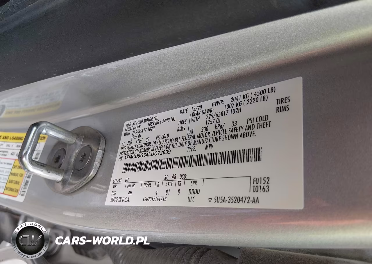 2020 Ford Escape Se VIN:1FMCU9G64LUC72639 - 9