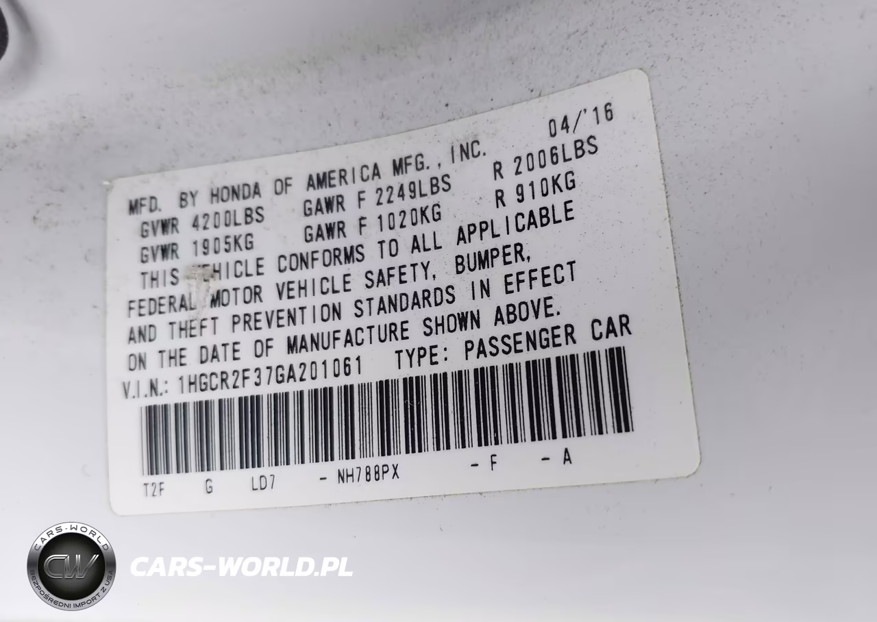 2016 Honda Accord Lx VIN:1HGCR2F37GA201061 - 9