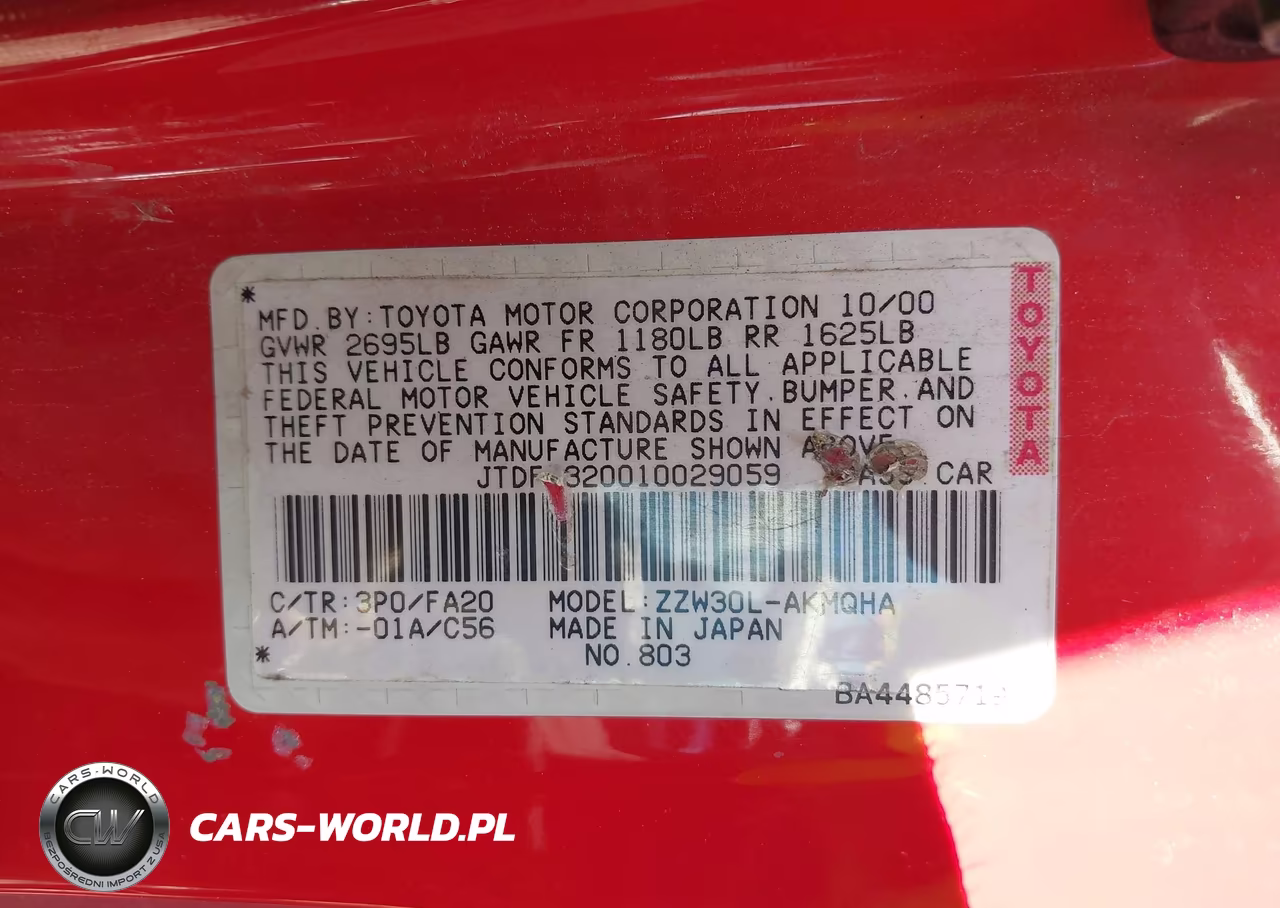 2001 Toyota Mr2 Spyder VIN:JTDFR320010029059 - 9