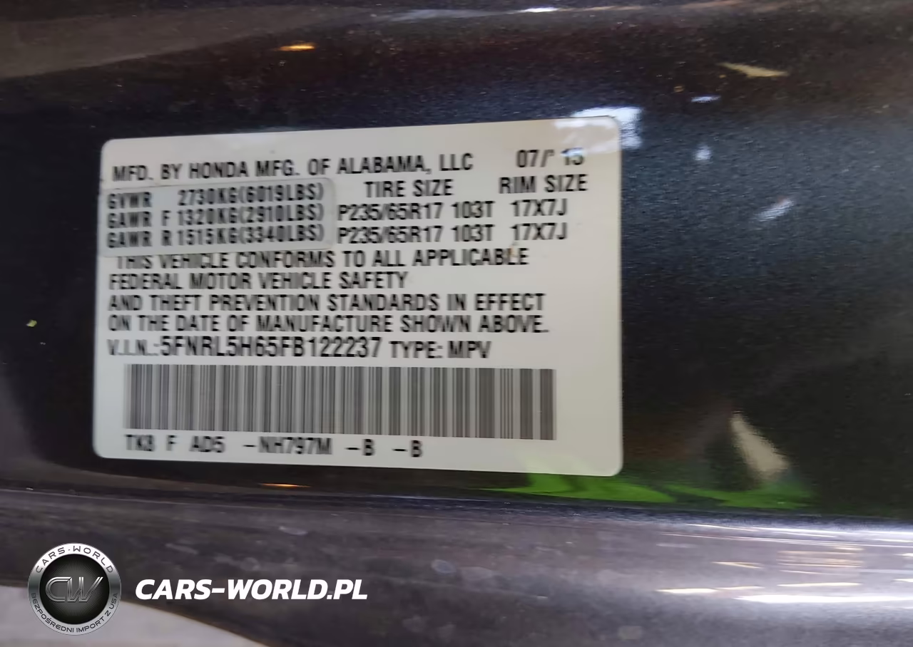 2015 Honda Odyssey Ex-L VIN:5FNRL5H65FB122237 - 9