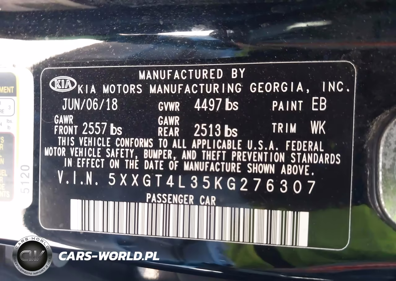 2019 Kia Optima Lx VIN:5XXGT4L35KG276307 - 9