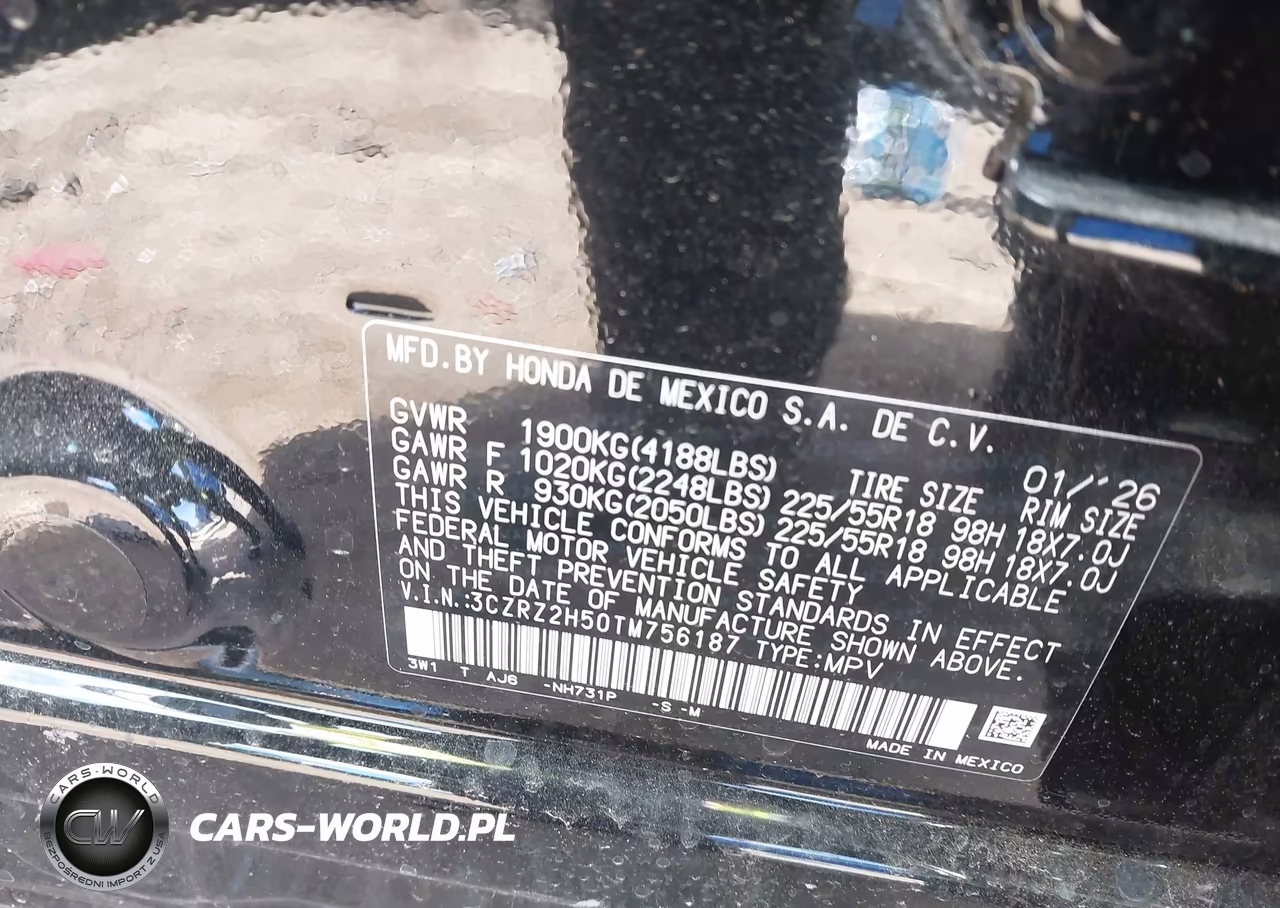 2026 Honda Hr-V Awd Sport VIN:3CZRZ2H50TM756187 - 9