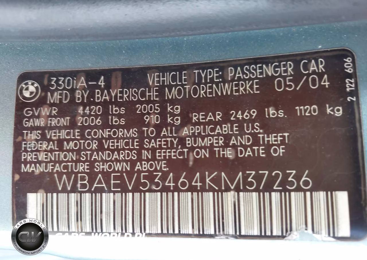 2004 BMW 330I VIN:WBAEV53464KM37236 - 9