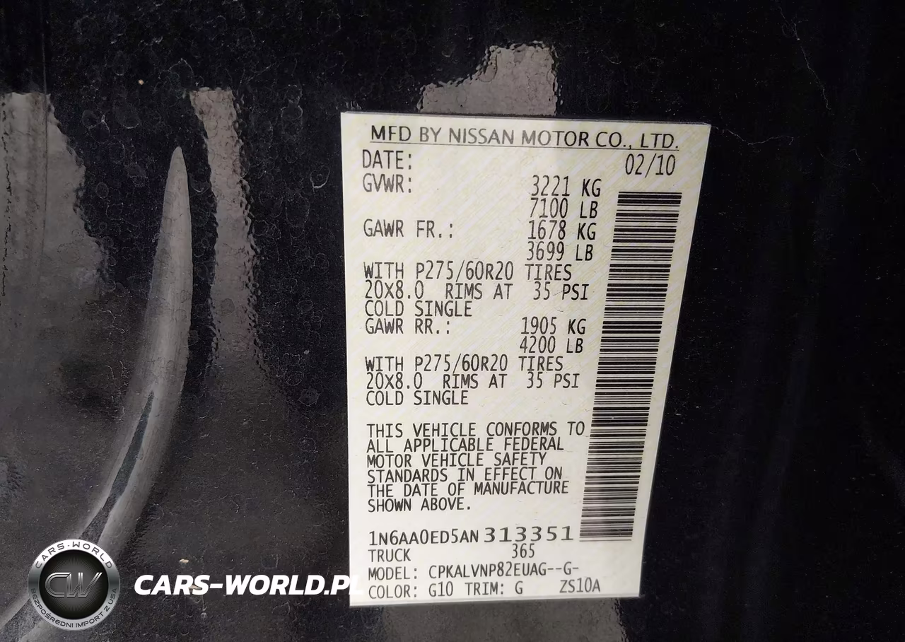 2010 Nissan Titan Le VIN:1N6AA0ED5AN313351 - 9