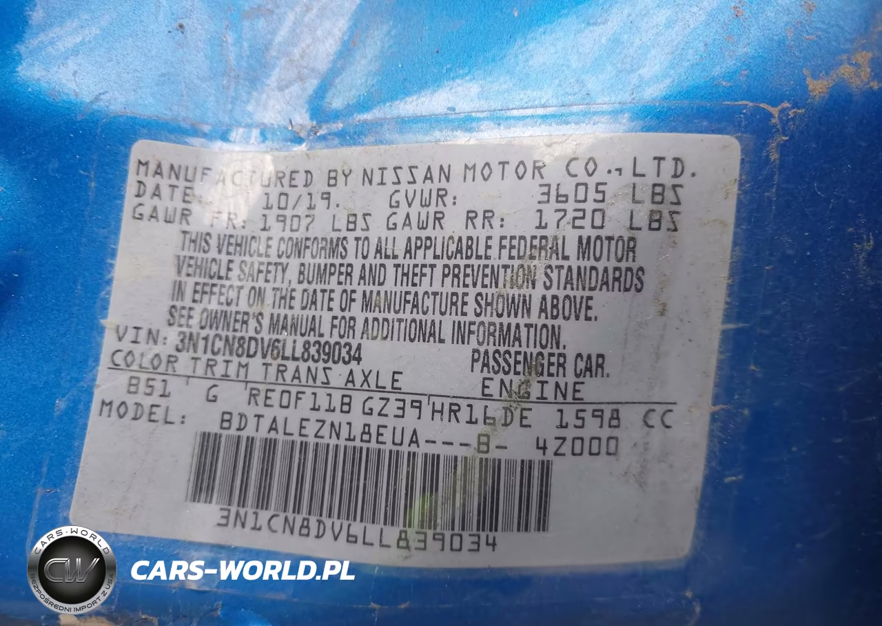 2020 Nissan Versa S Xtronic Cvt VIN:3N1CN8DV6LL839034 - 9