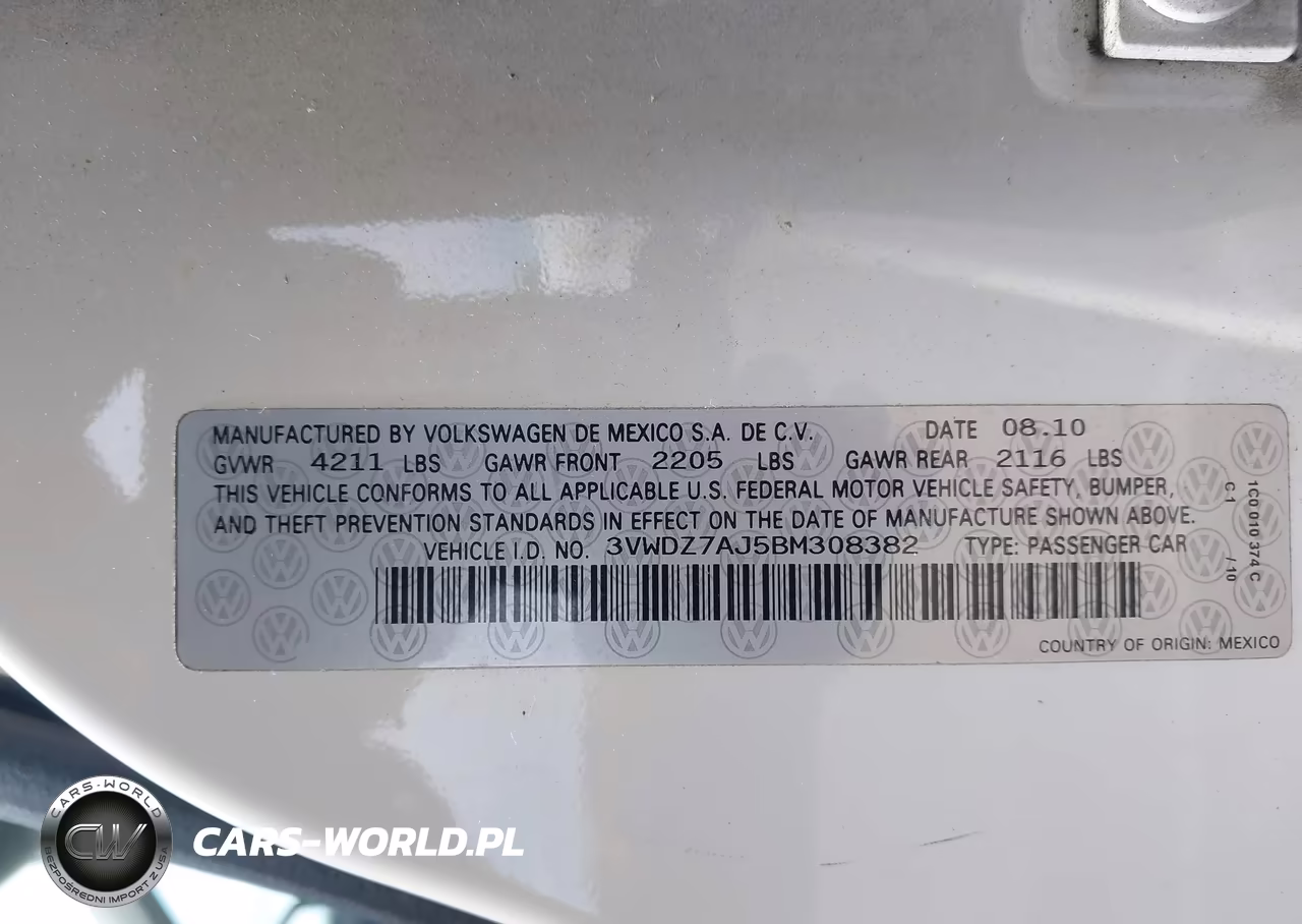 2011 Volkswagen Jetta 2.5L Se VIN:3VWDZ7AJ5BM308382 - 9