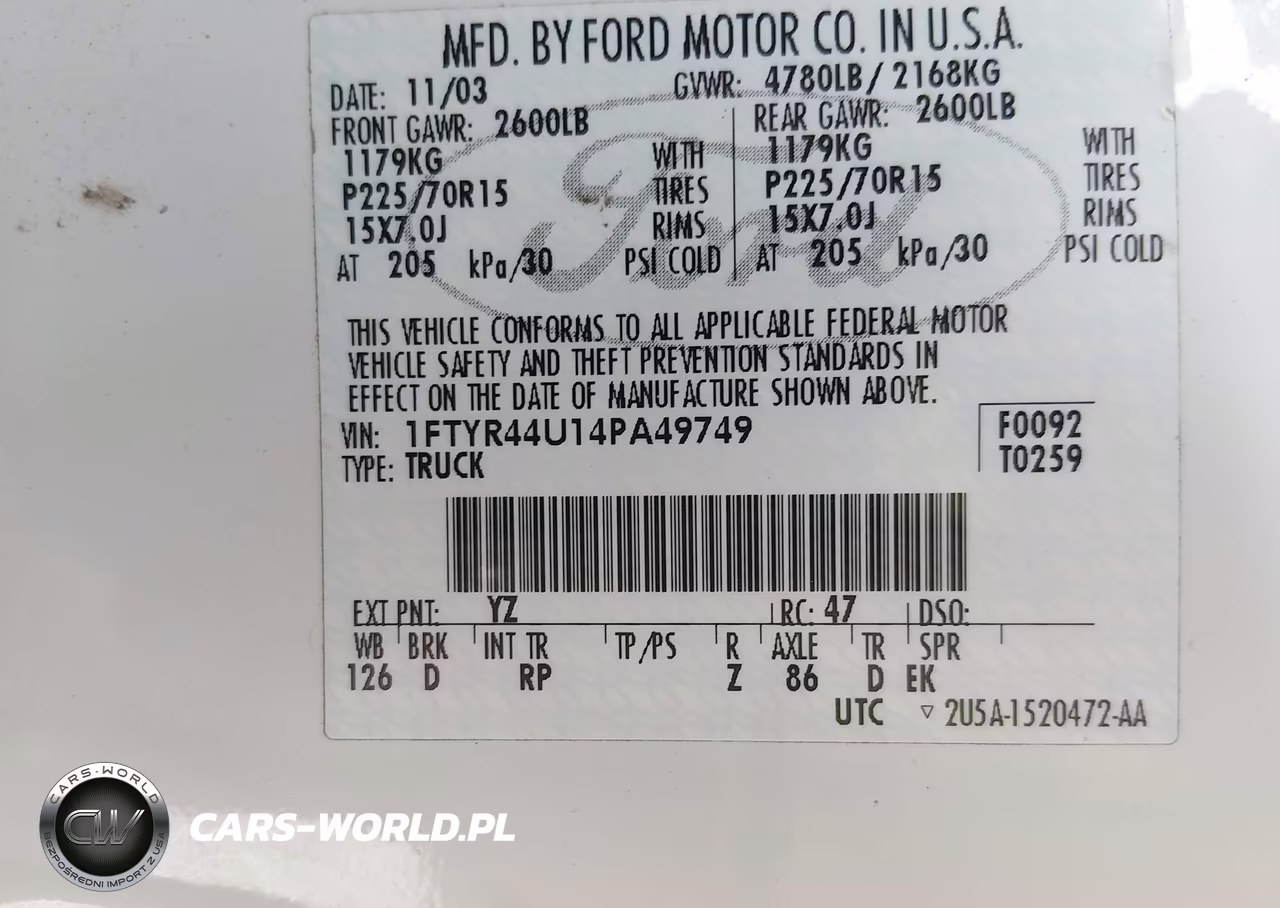 2004 Ford Ranger Edge-Tremor-Xlt VIN:1FTYR44U14PA49749 - 9