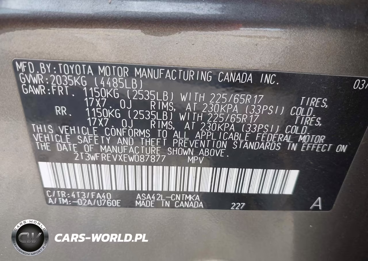 2014 Toyota Rav4 Xle VIN:2T3WFREVXEW087877 - 9
