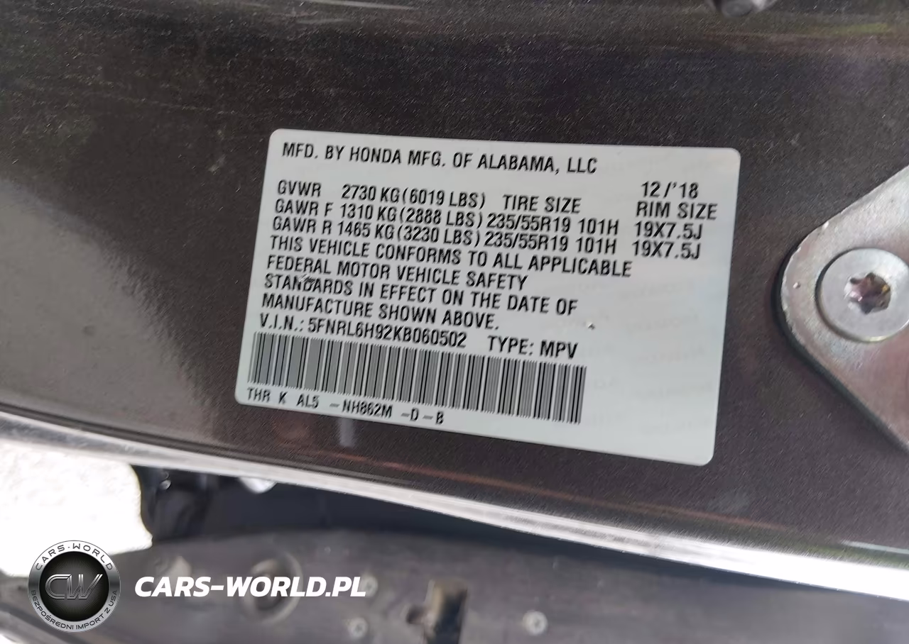 2019 Honda Odyssey Elite VIN:5FNRL6H92KB060502 - 9
