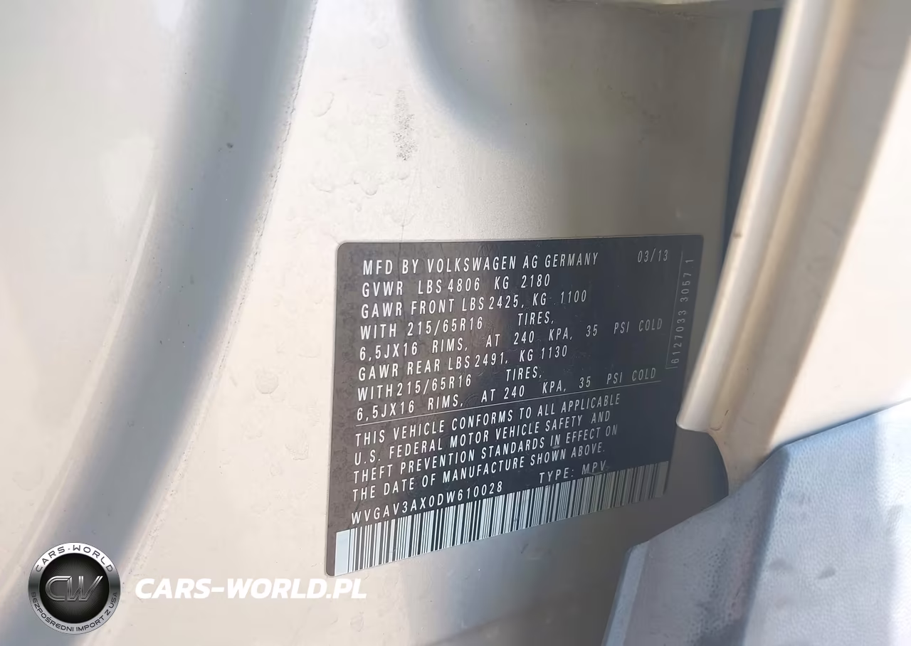 2013 Volkswagen Tiguan S VIN:WVGAV3AX0DW610028 - 9