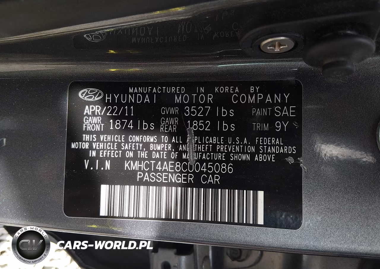 2012 Hyundai Accent Gls VIN:KMHCT4AE8CU045086 - 9