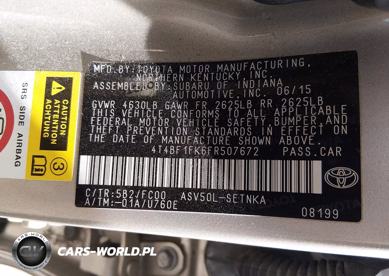 2015 Toyota Camry Le VIN:4T4BF1FK6FR507672 - 9