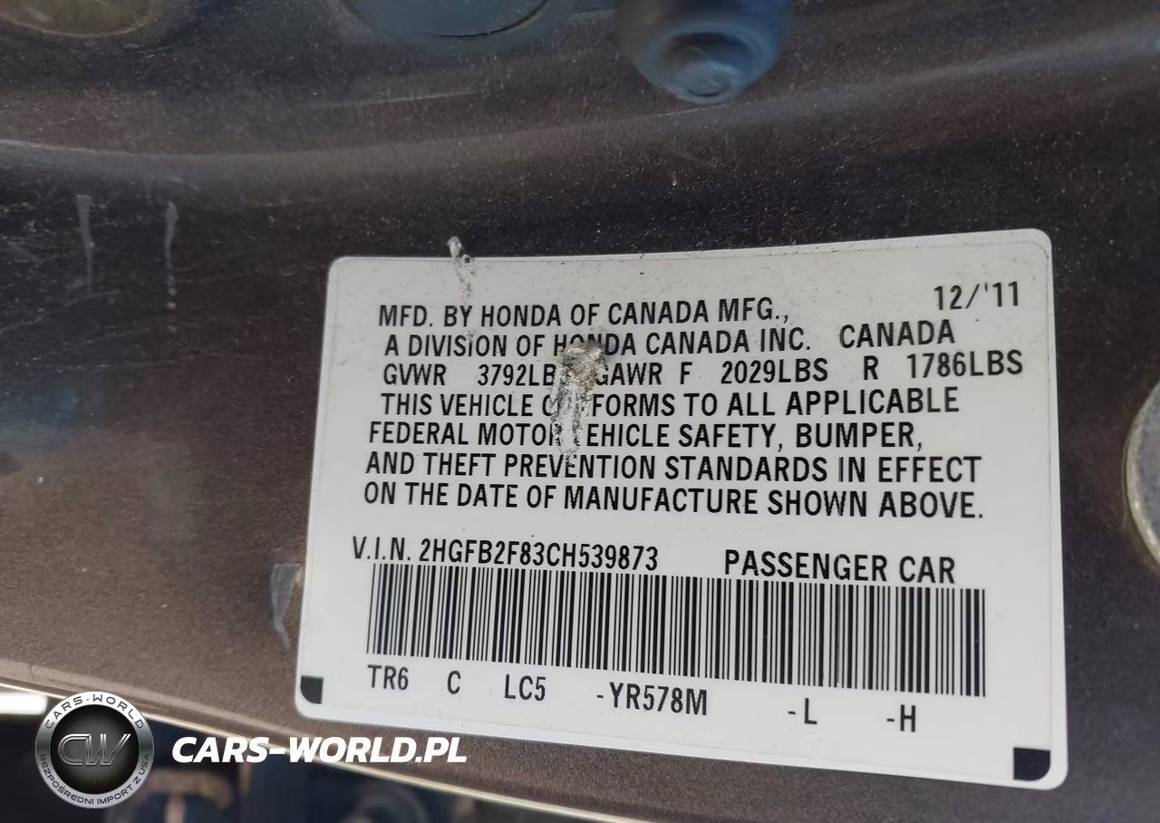 2012 Honda Civic Ex VIN:2HGFB2F83CH539873 - 9