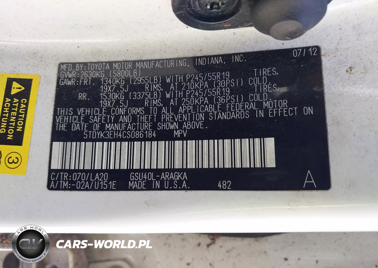 2012 Toyota Highlander Limited V6 VIN:5TDYK3EH4CS086184 - 9