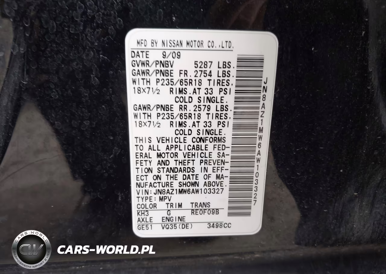 2010 Nissan Murano Sl VIN:JN8AZ1MW6AW103327 - 9