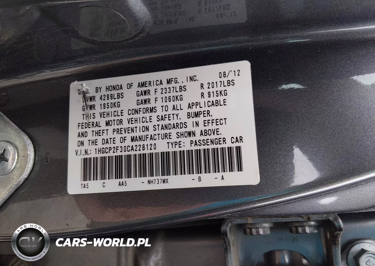 2012 Honda Accord 2.4 Lx VIN:1HGCP2F30CA228120 - 9