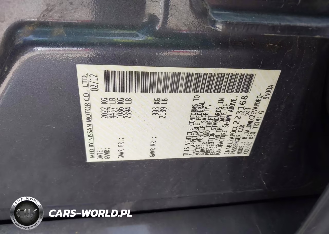 2012 Nissan Altima 3.5 Sr VIN:1N4BL2AP0CC223168 - 9