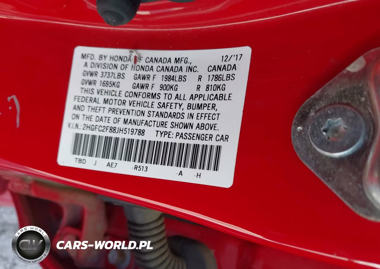 2018 Honda Civic Ex VIN:2HGFC2F88JH519788 - 9
