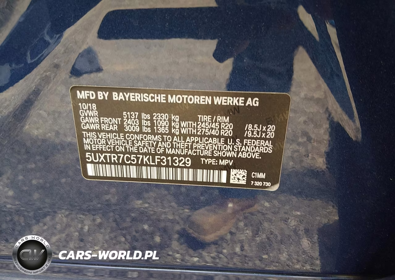 2019 BMW X3 Sdrive30I VIN:5UXTR7C57KLF31329 - 9