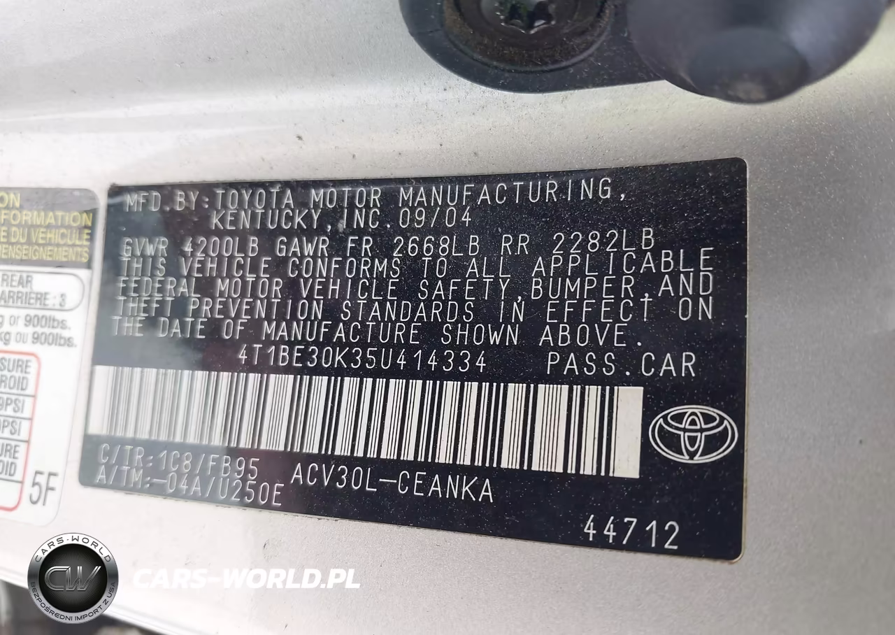 2005 Toyota Camry Le VIN:4T1BE30K35U414334 - 9
